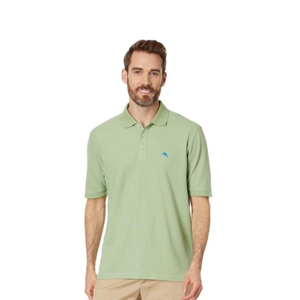 TOMMY BAHAMA Men's Emfielder 2.0 Polo Shirt Large Green Grass Short Sleeve NWT